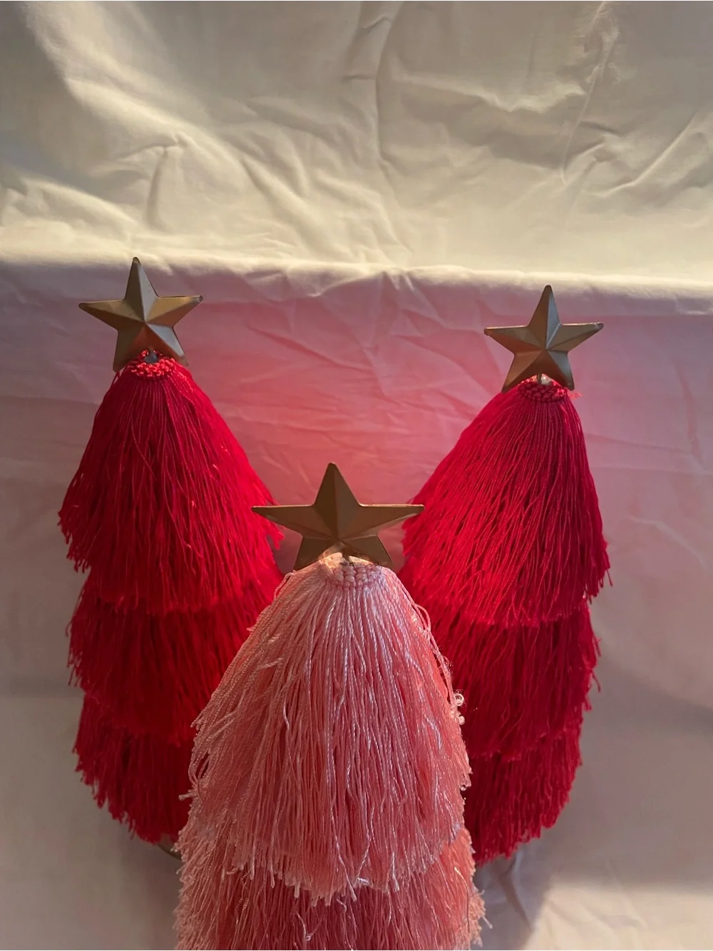 NWT 3 Ashland Berry Jolly Tassel Tabletop Trees w/ gold star